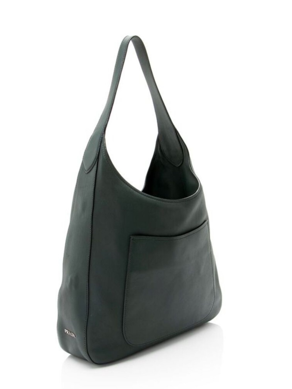 Prada Vitello Corsica Smeraldo Green Leather Hobo Shoulder Bag 1BC013 - Picture 5 of 14